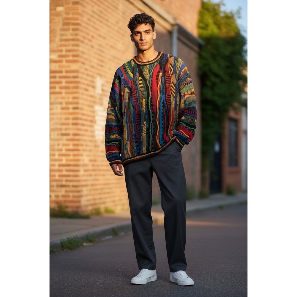 Vintage 90s Tundra Sweater Men's 3X Textured 3D Coogi Style Hip Hop Canada